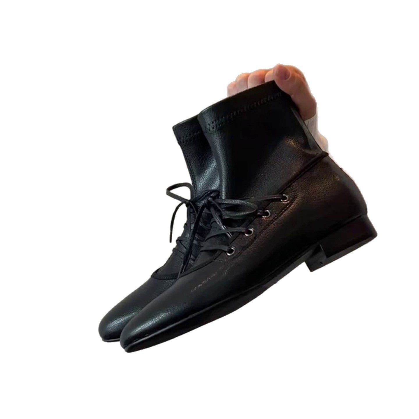 Damen Stiefel Schnürstiefel Leder Blockabsatz Elegant