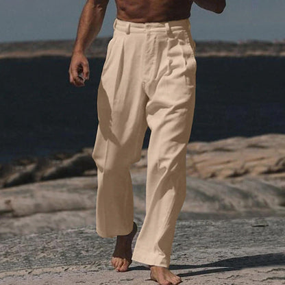 Herren Leinenhose Bequem Weit Schnitt Sommerhose