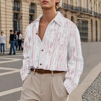 Herren Hemd Elegantes Langarm Hemd mit Struktur-details Modern
