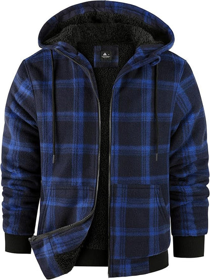 Herren Fleecejacke Karomuster Kuschelig Warm
