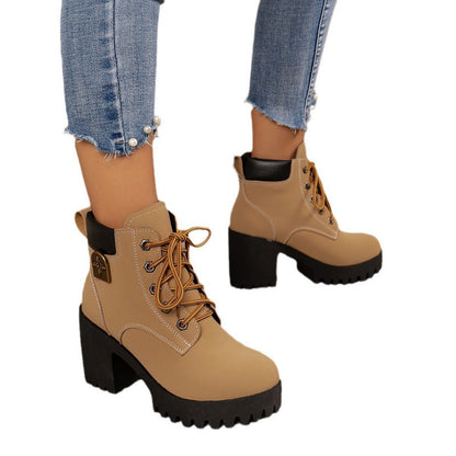 Damen Stiefeletten High-Top Plateau Heel Trendy Schuhe