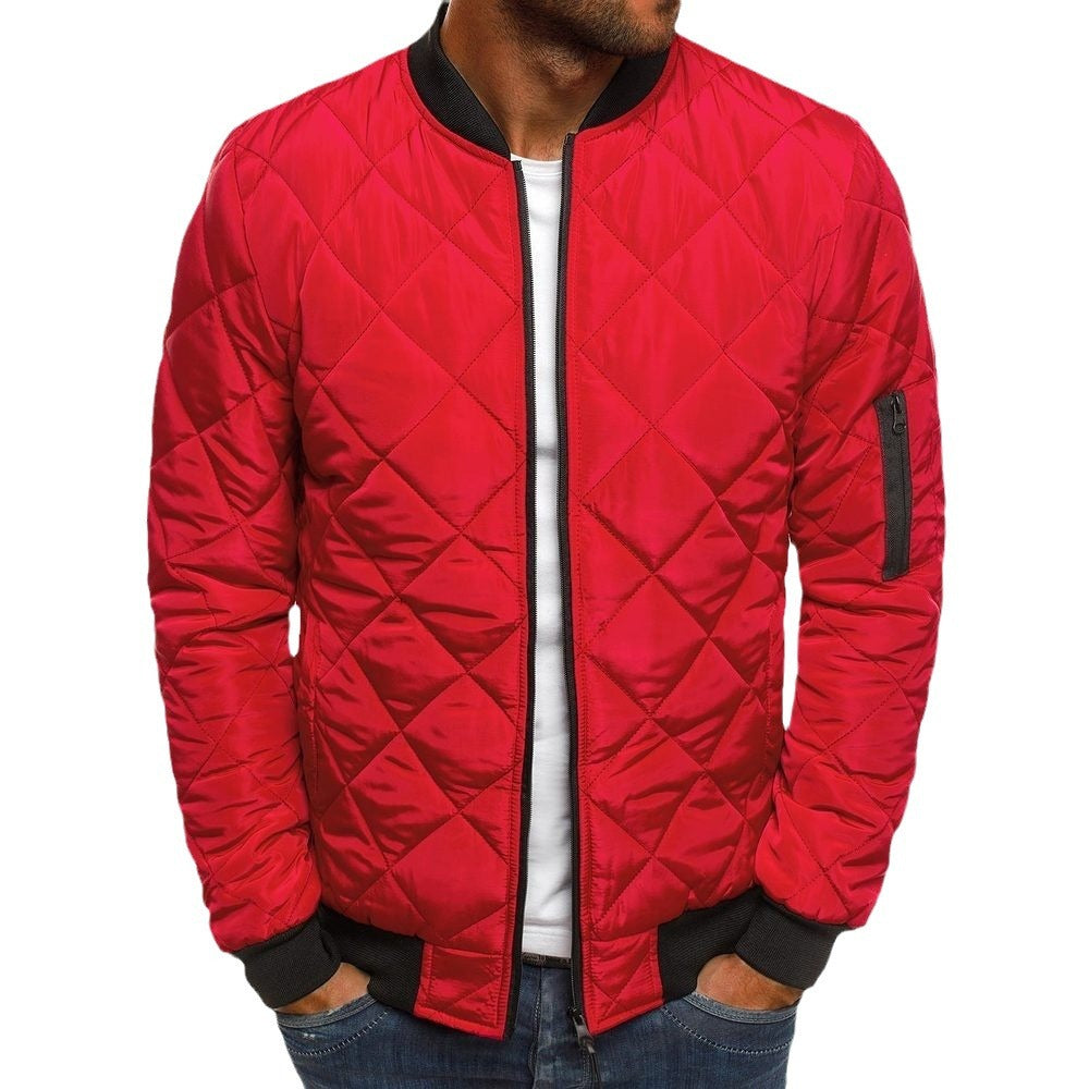 Herren Steppjacke Warm mit Kragen und Reißverschlusstaschen