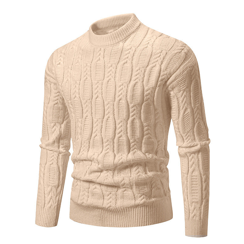 Herren Pullover Grobstrick Rundhals Zopfmuster Modern
