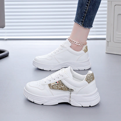 Damen Sneaker Chunky Glitzer Schuhe Rutschfest