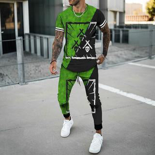 Herren Jogginganzug Sportlich Grau mit Grafikdruck