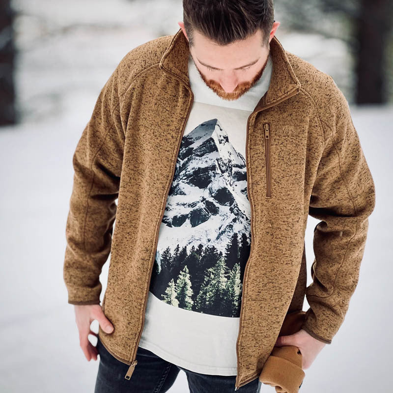 Herren Fleecejacke Warm mit Reißverschlusstaschen Hochkragen
