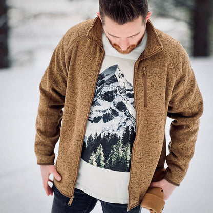 Herren Fleecejacke Warm mit Reißverschlusstaschen Hochkragen
