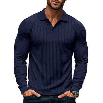 Herren Langarmshirt mit Rippenmuster Elegant Grau