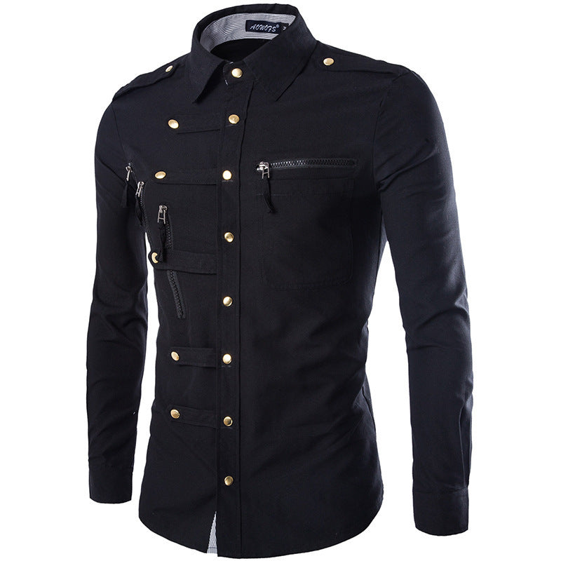 Herren Hemd Modern mit Taschen Hochwertig Elegant