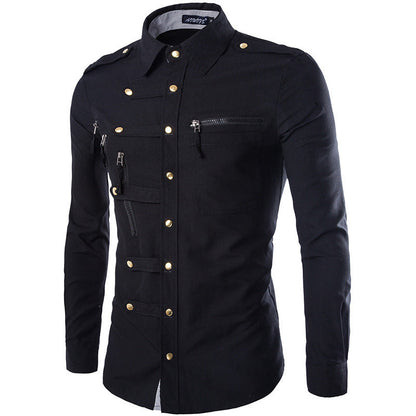 Herren Hemd Modern mit Taschen Hochwertig Elegant