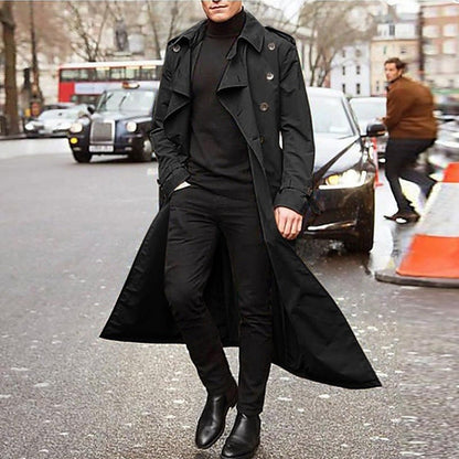 Herren Trenchcoat Modern Elegant Schwarz