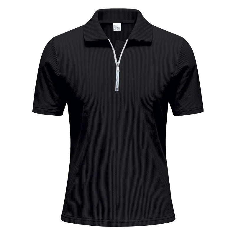 Herren Poloshirt Kurzarm Sportlich Reißverschluss