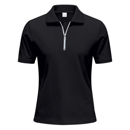 Herren Poloshirt Kurzarm Sportlich Reißverschluss