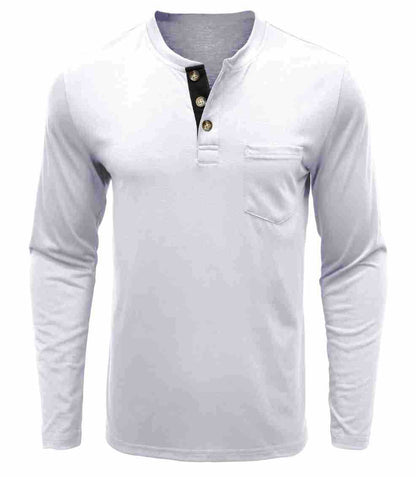 Herren Langarmshirt Mit Knöpfen Modern Sportlich