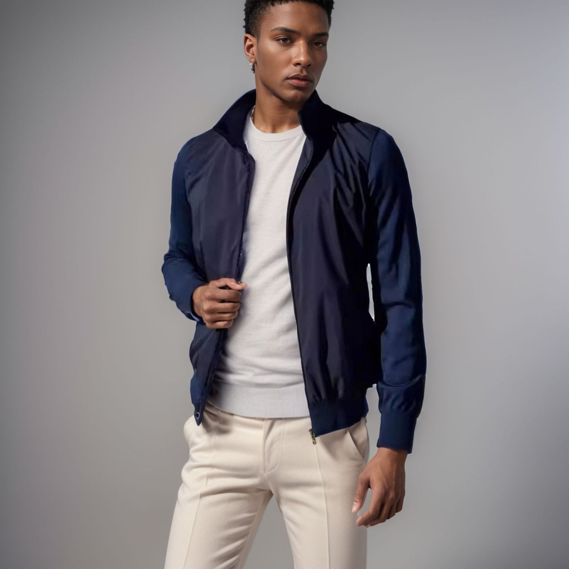Herren Sommerjacke Slim Fit Lässig mit Reißverschlusstaschen - BerlinGlamour