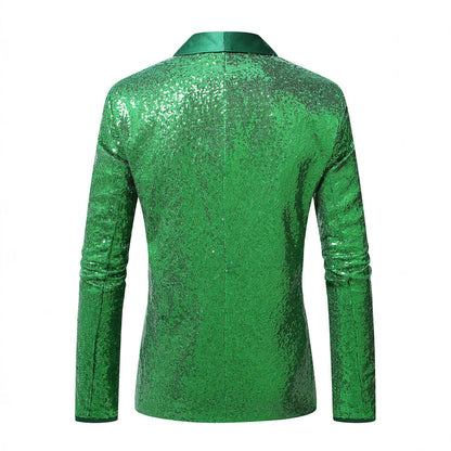Herren Blazer Elegant Glitzernd mit Satinkragen Modern