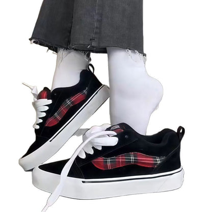 Damen Sneaker Kariert Bequem Sportschuhe