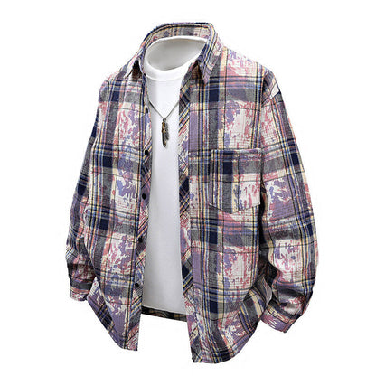 Herren Oversized Hemd Karo Modern mit Brusttasche