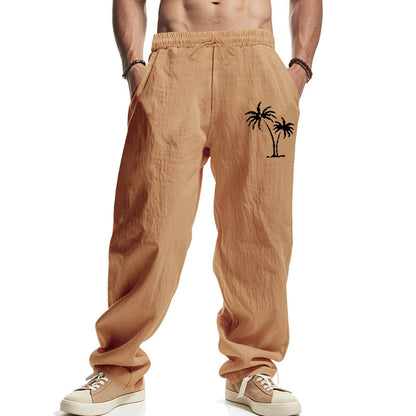 Herren Strandhose Bequem Palmen Muster Sommerhose