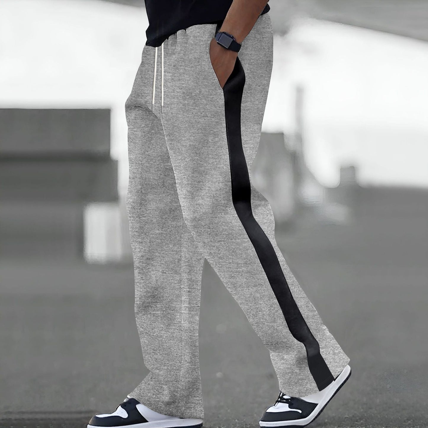 Herren Sportshose Elastisch Kontraststreifen Modern