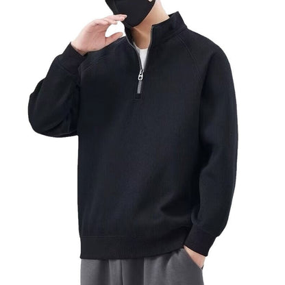 Herren Pullover Reißverschluss Kragen Hoher Kragen Warm
