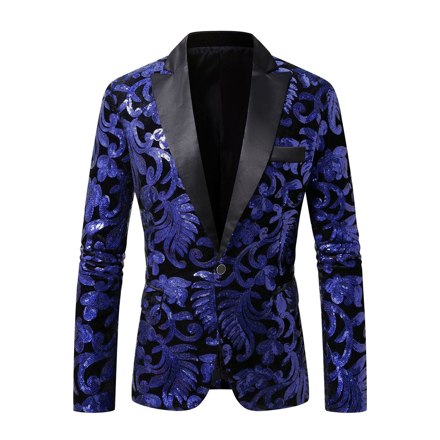 Herren Blazer Eleganter Pailletten Anzug mit Floralmuster
