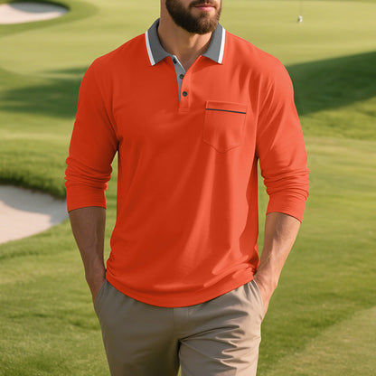 Herren Polo-Shirt Langarm Atmungsaktiv Modern