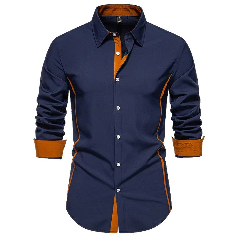 Herren Langarmshirt Sportlich Kontrast Einsätze Trendig