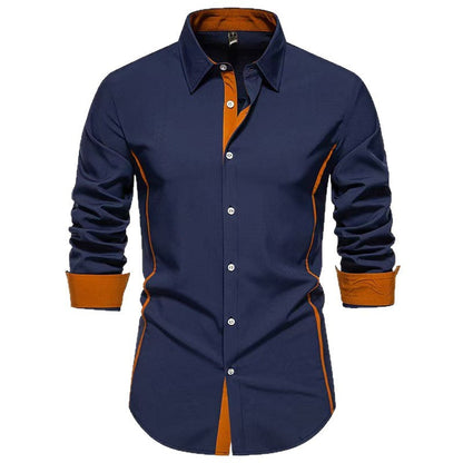 Herren Langarmshirt Sportlich Kontrast Einsätze Trendig