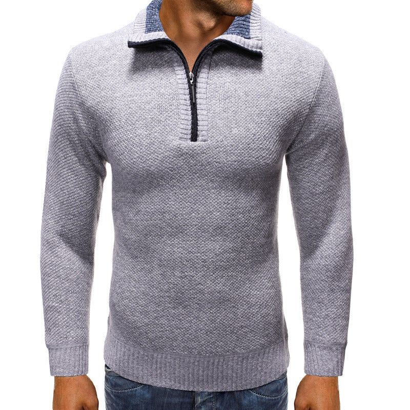 Herren Strickpullover Modern Stehkragen Reißverschluss Elegant