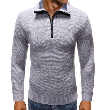 Herren Strickpullover Modern Stehkragen Reißverschluss Elegant