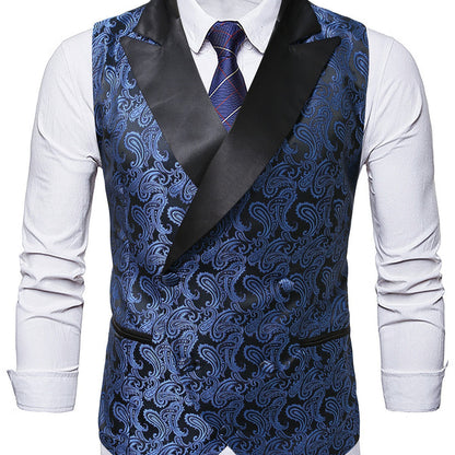 Herren Brokatweste Elegant mit Satin-Revers Schwarz Modern