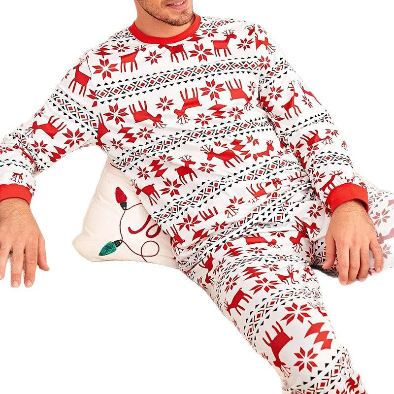 Herren Pyjama Weihnachten Winterlich Rot Weiss