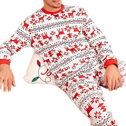 Herren Pyjama Weihnachten Winterlich Rot Weiss