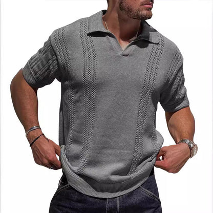 Herren Strickpullover Kurzarm Polokragen Modern
