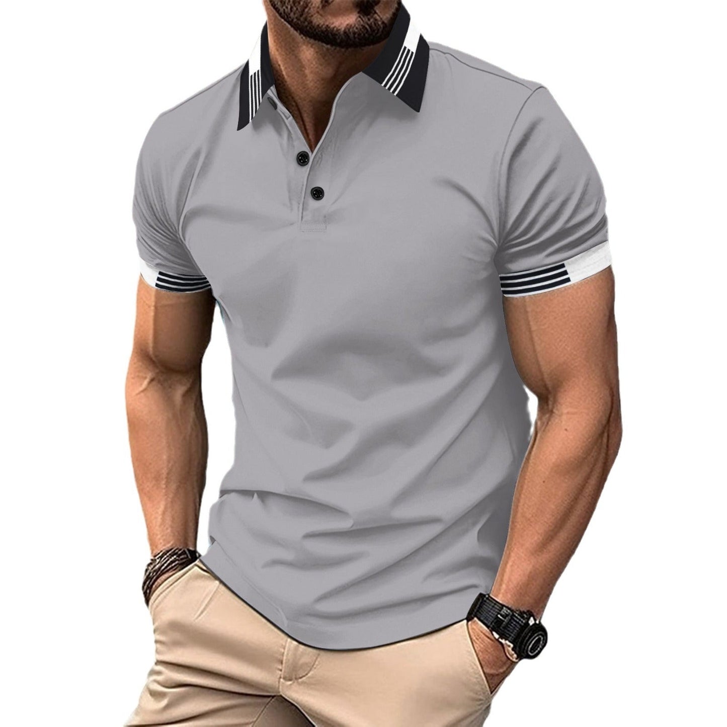 Herren Polohemd Streifen Modern Style