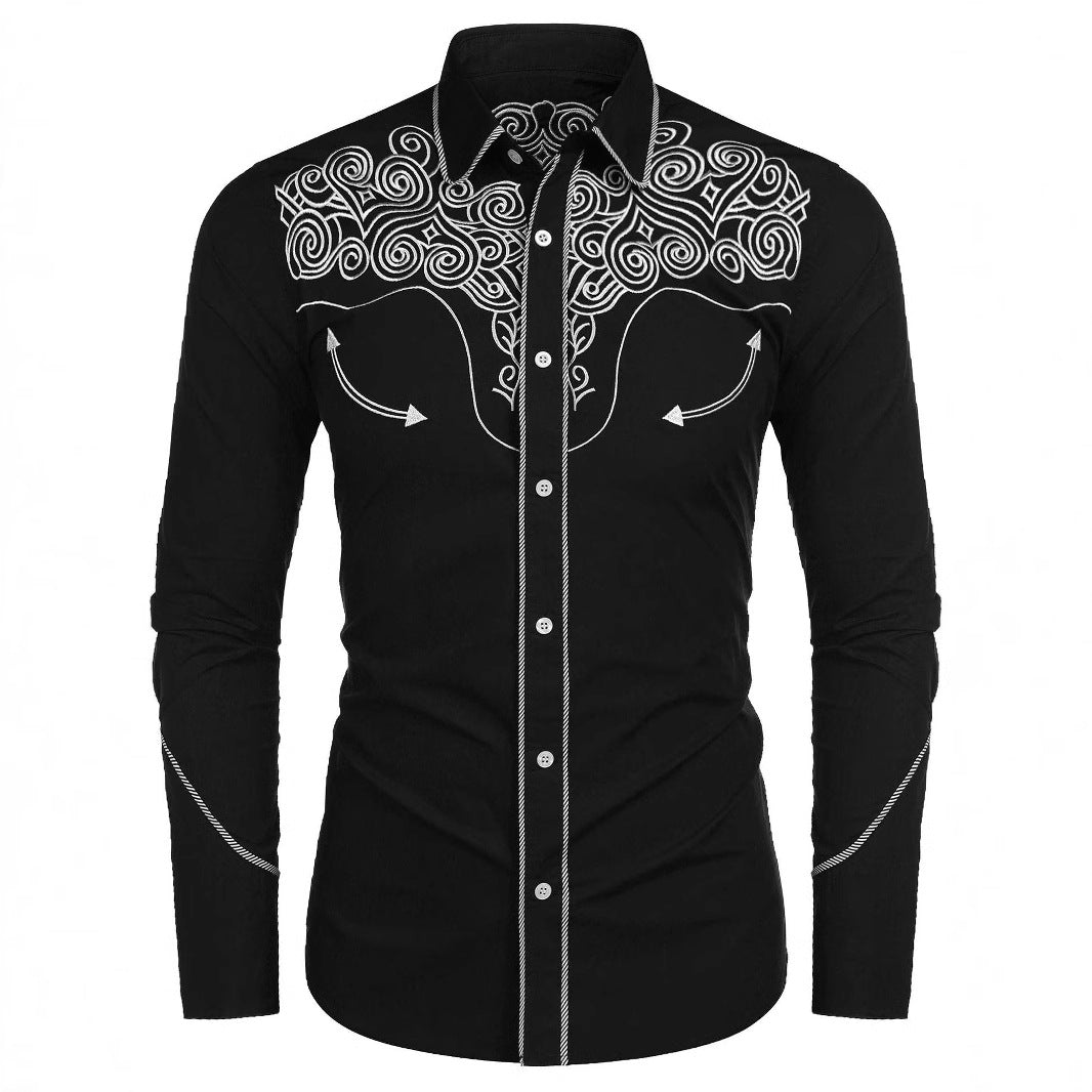 Herren Langarmhemd mit Bestickung Modern Berlin Style