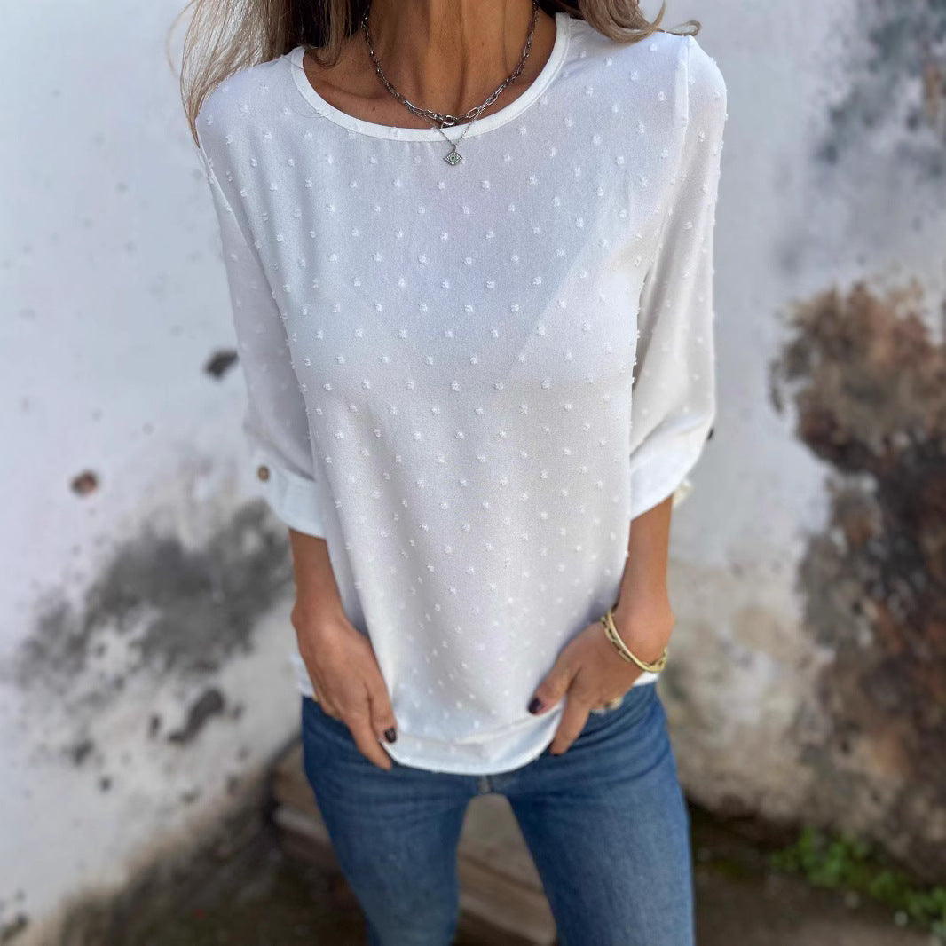 Damen Bluse Lässig mit Punkten Dekorativ Damenoberteil