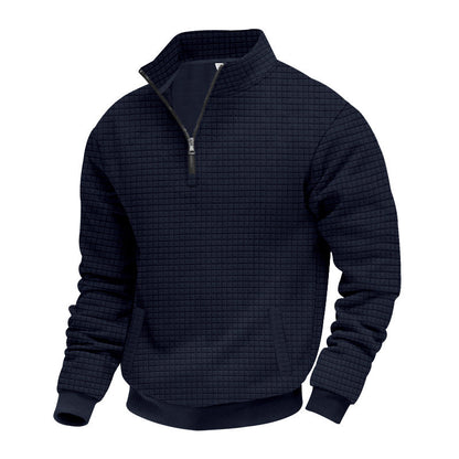 Herren Fleece Pullover Strukturiert Halbzipp Modern