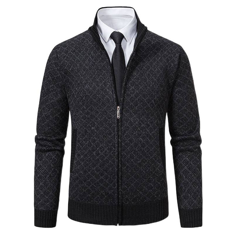 Herren Strickjacke Modisch Zopfmuster Reißverschluss