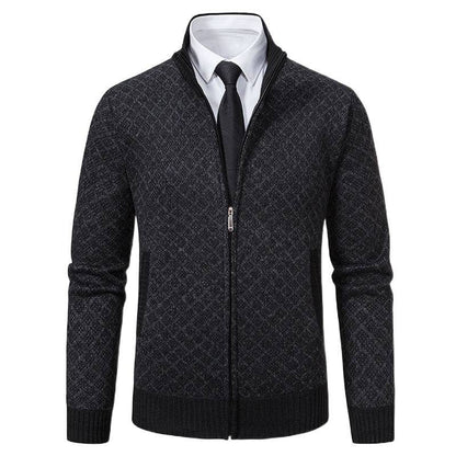 Herren Strickjacke Modisch Zopfmuster Reißverschluss