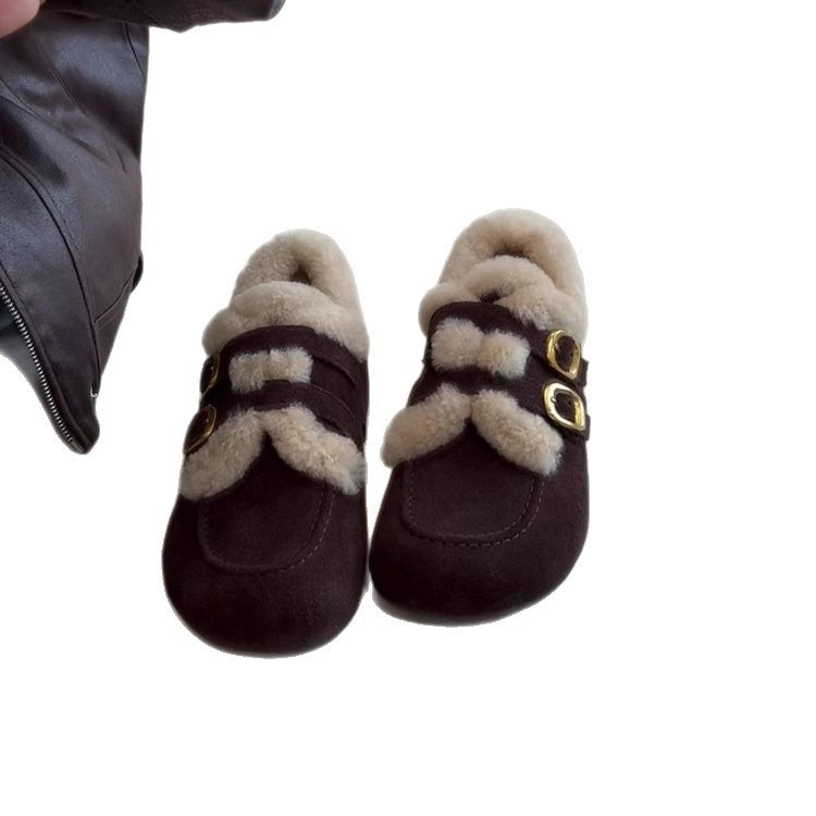 Damen Pantoffeln Flauschig Warm mit Riemendesign
