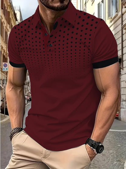 Herren Poloshirt Modern mit Punktmuster und Slim-Fit