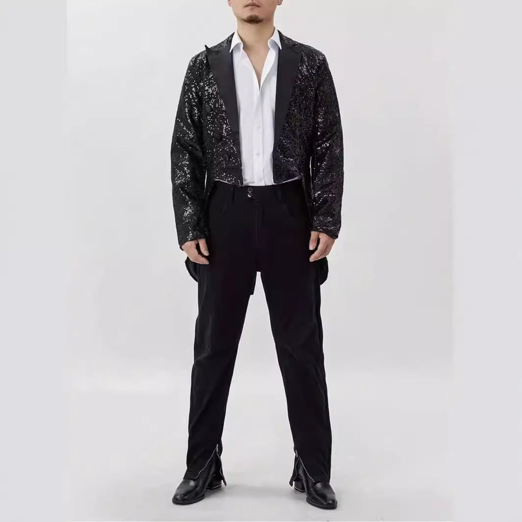 Eleganter Herren Blazer Pailletten Revers Modern Berlin Style