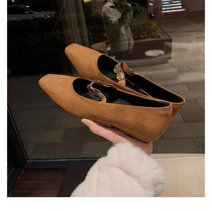 Damen Ballerinas Spitze Wildleder Schnalle Modern