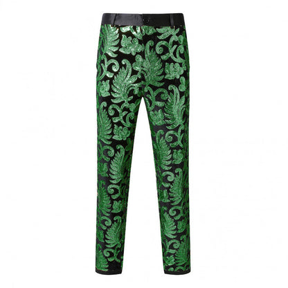 Herren Hose Elegant Pailletten Floralmuster Glamour