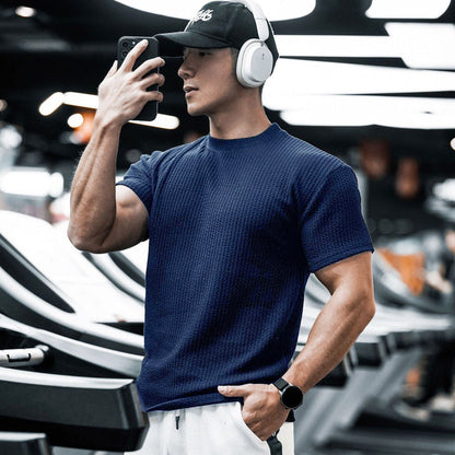 Herren Fitnessshirt Strukturiert atmungsaktiv Sport