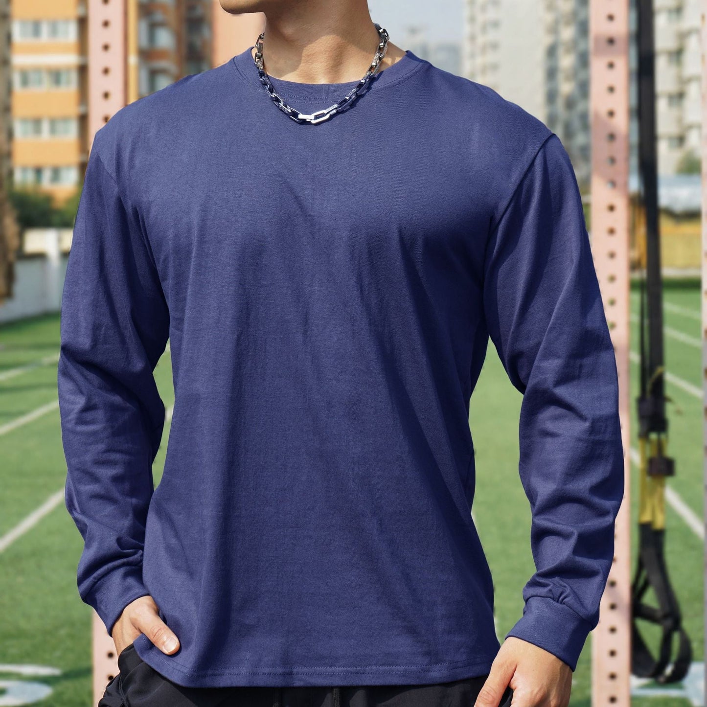 Herren Langarmshirt atmungsaktiv Hochwertig Baumwolle Casual