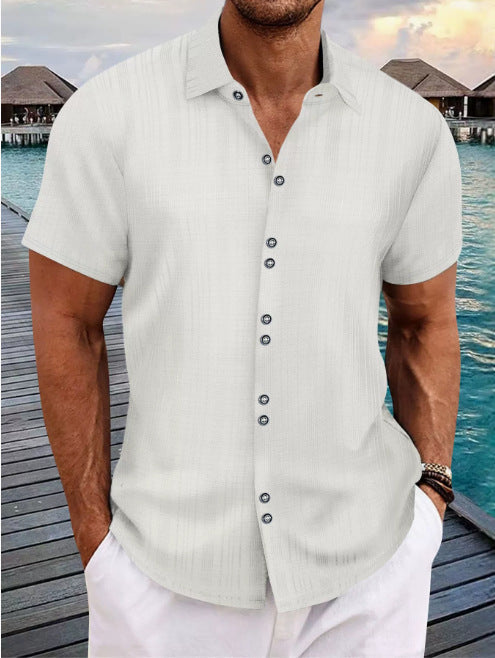 Herren Kurzarmhemd Elegantes Design Knopfleiste Modern