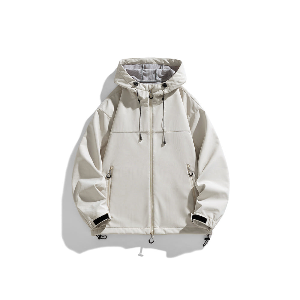 Herren Outdoorjacke Winddicht Funktionell Verstellbare Kapuze